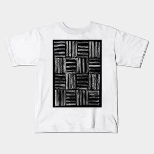 White and Black Minimal Lines - Abstract Charcoal Drawing Kids T-Shirt